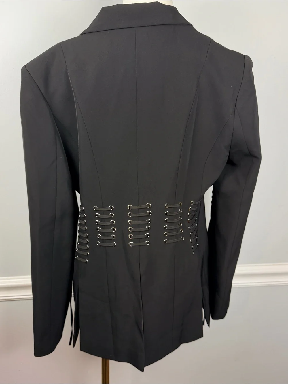 New Vicky and Lucas black lace up blazer jacket size large